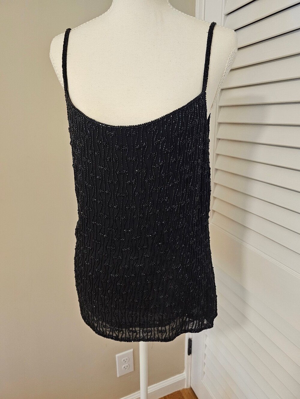 Guess Vintage Y2K Black Beaded  Spaghetti Strap Camisole Top